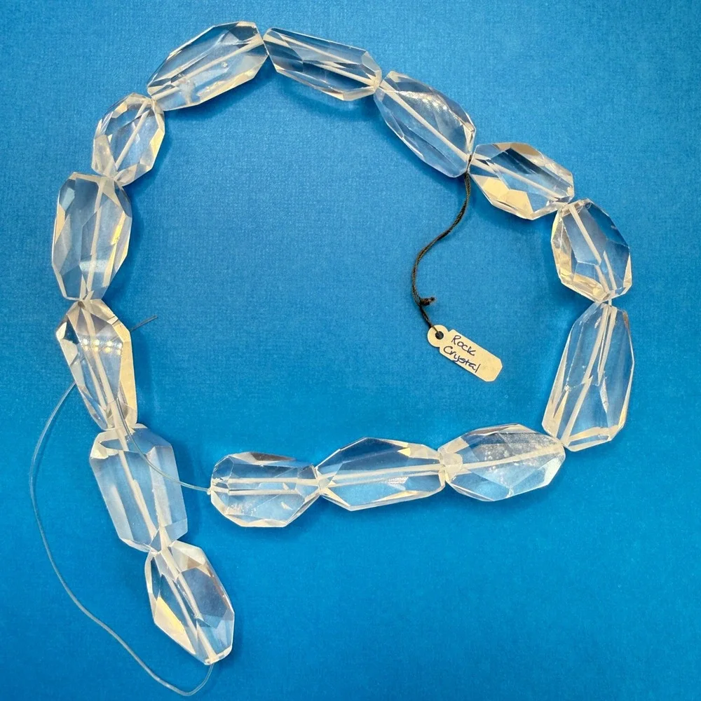 Rock Crystal Quartz Faceted Coffin Lozenge 1
